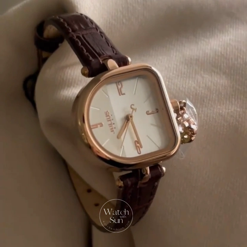 Chic White Dial Brown Leather Ladies Watch