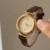 Minimalist Round Roman Numeral Dial Brown Leather Watch