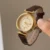 Minimalist Round Roman Numeral Dial Brown Leather Watch