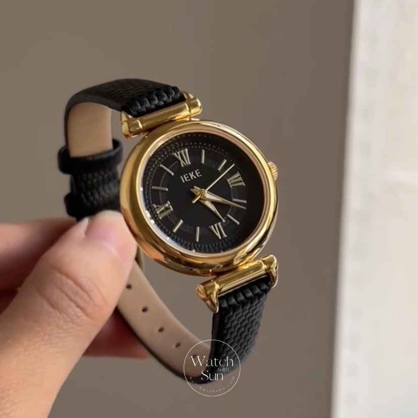 Minimalist Round Roman Numeral Dial Brown Leather Watch