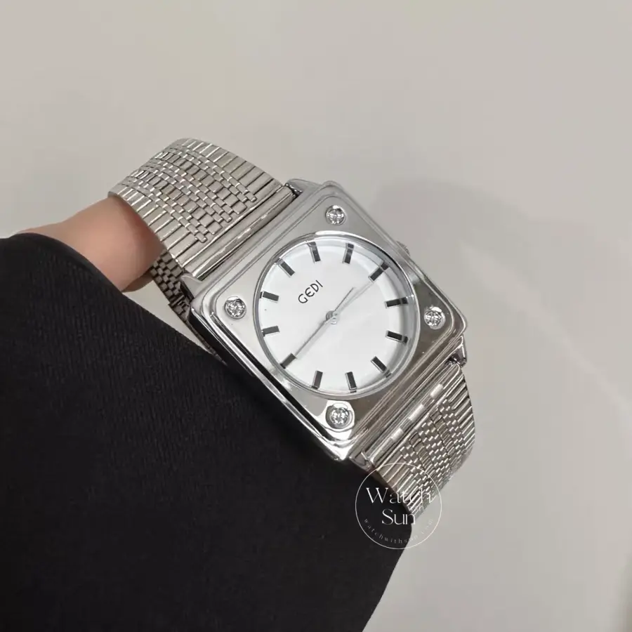 Vintage Style Gold/Blue/Pink Square Stainless Steel Watch