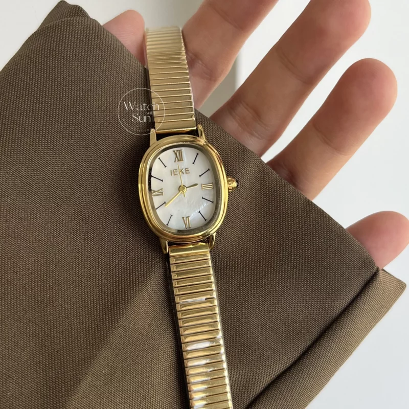 Women’s Classic Gold Oval Mother of Pearl Bracelet Watch