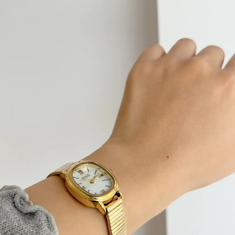 Women’s Classic Gold Oval Mother of Pearl Bracelet Watch
