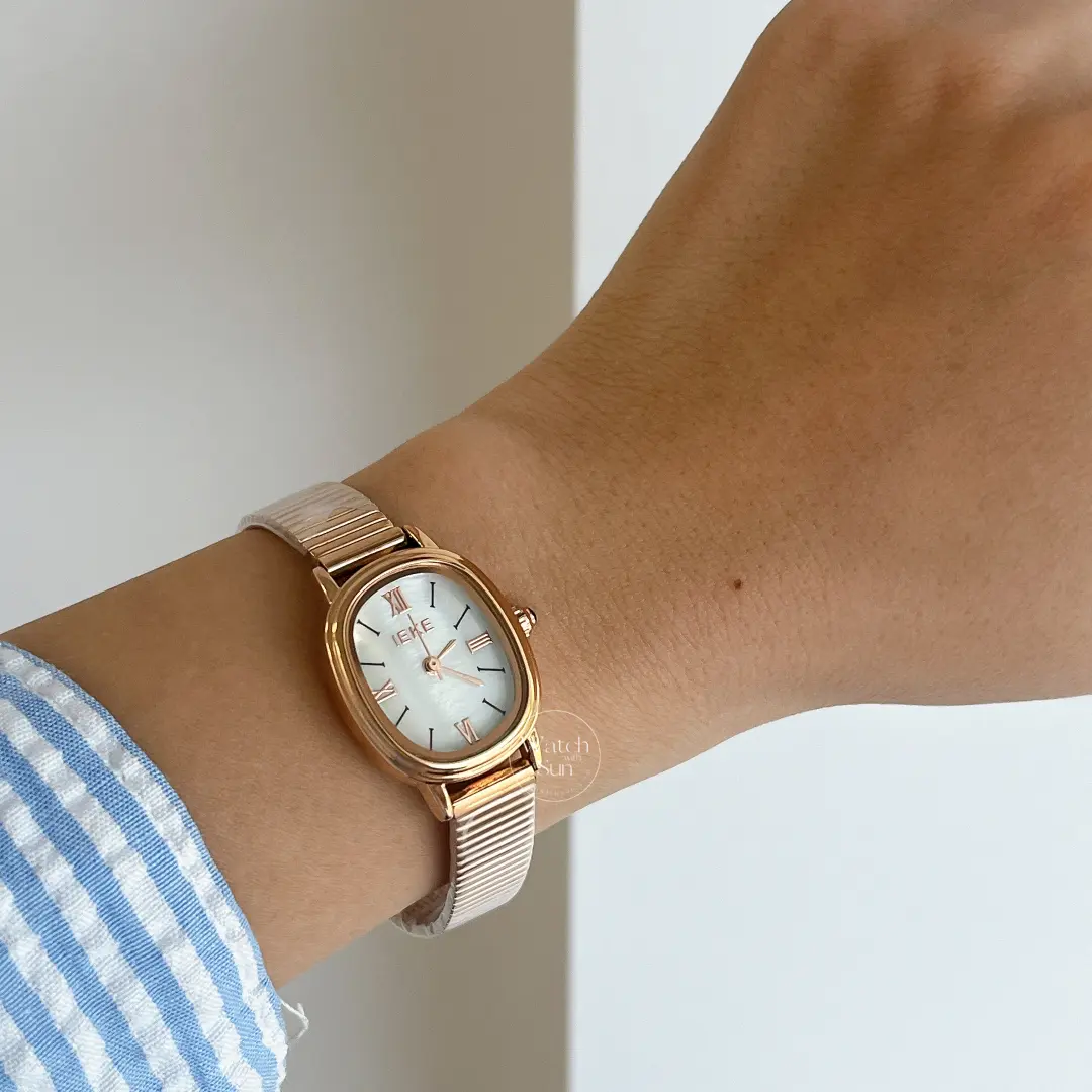 Women’s Classic Gold Oval Mother of Pearl Bracelet Watch