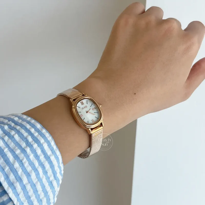 Women’s Classic Gold Oval Mother of Pearl Bracelet Watch