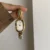 Beige Mother of Pearl Dial Watch Green Jade Bracelet Gemstone Watch for Women
