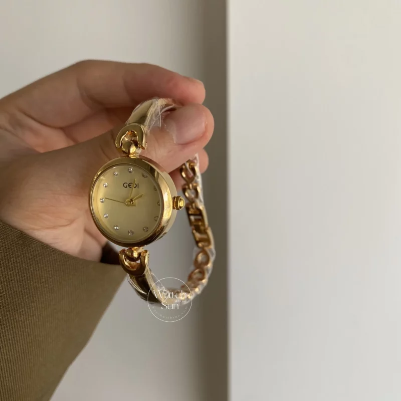Women's Gold Wrist Watch Beige Small Dainty Watches