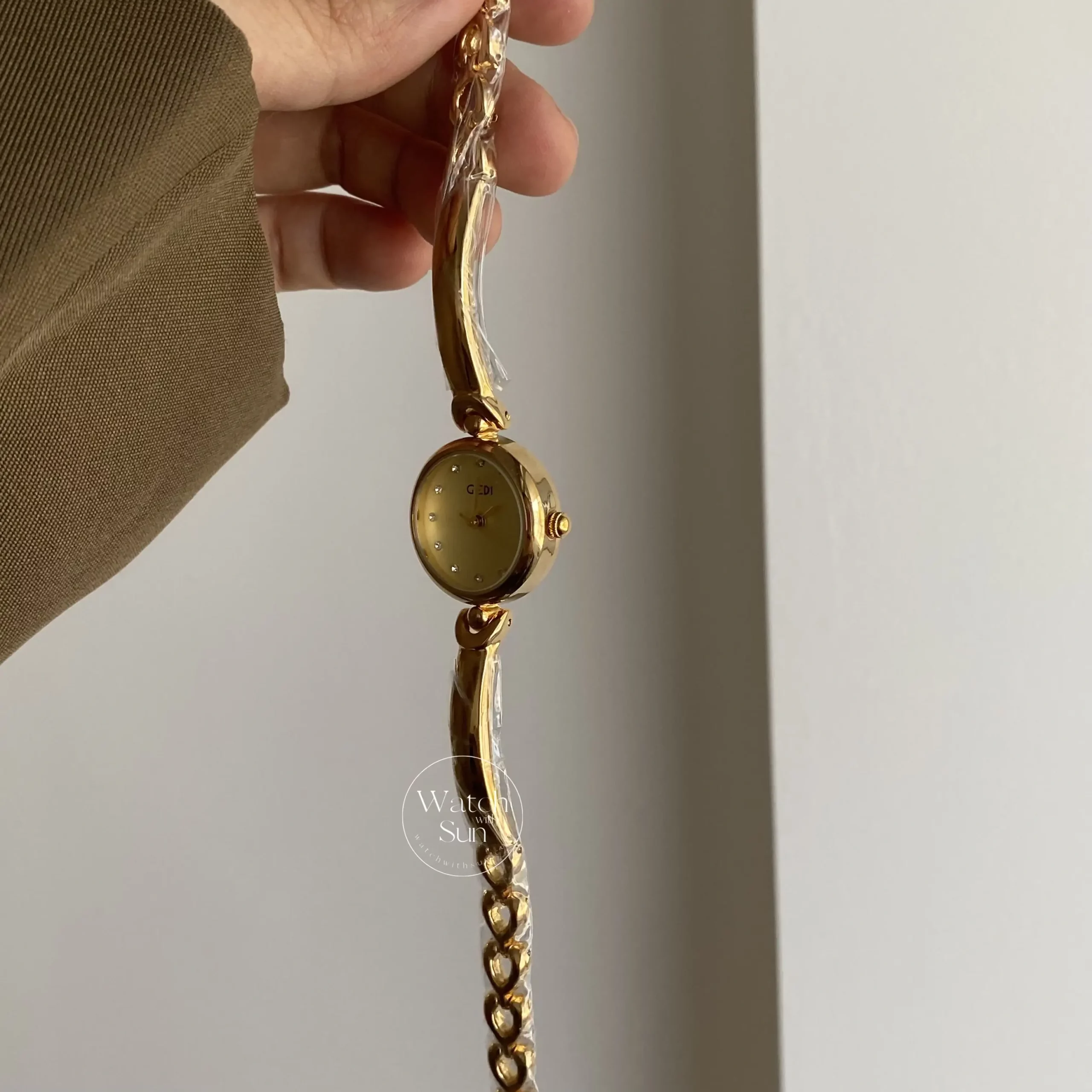 Women's Gold Wrist Watch Beige Small Dainty Watches