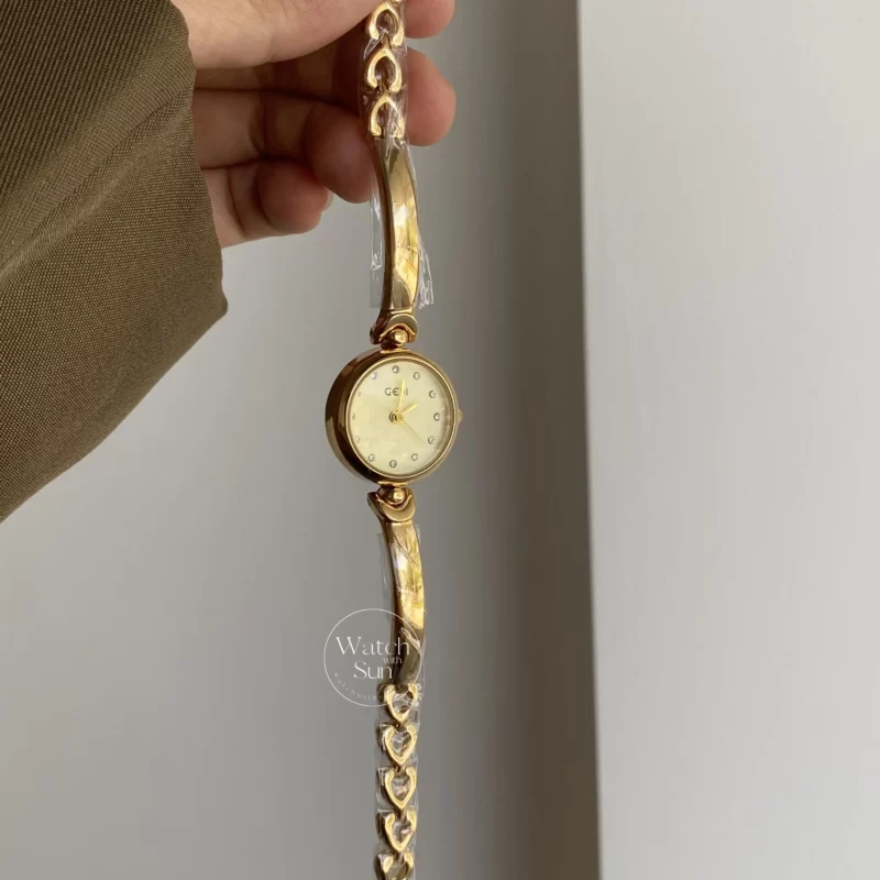 Women's Gold Wrist Watch Beige Small Dainty Watches