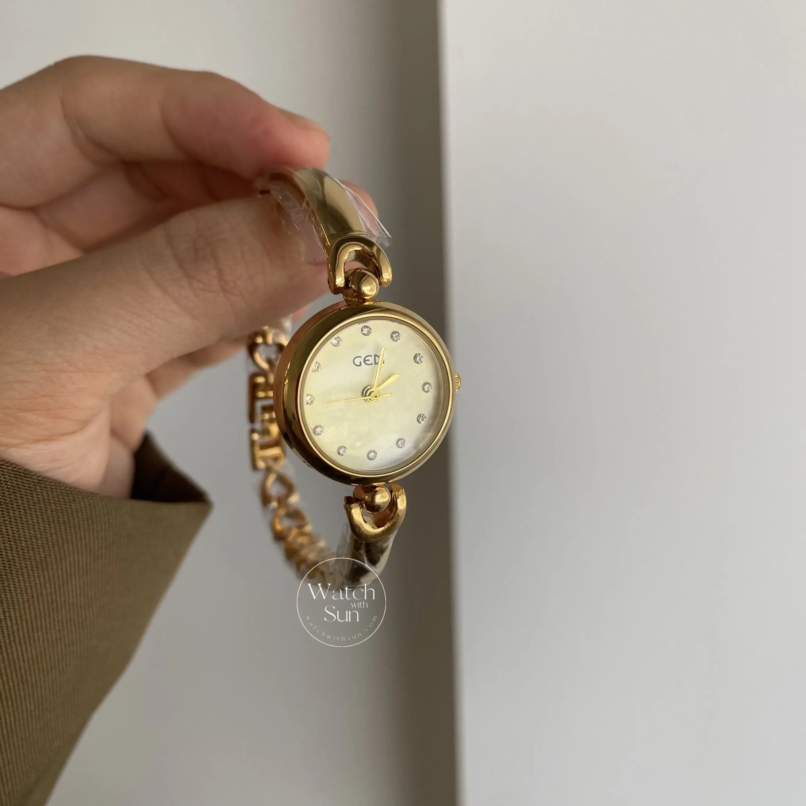 Women's Gold Wrist Watch Beige Small Dainty Watches