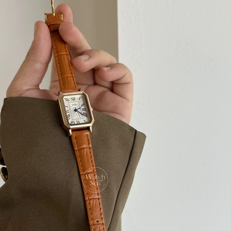 Vintage Gold Ladies Watch Orange Strap Watches