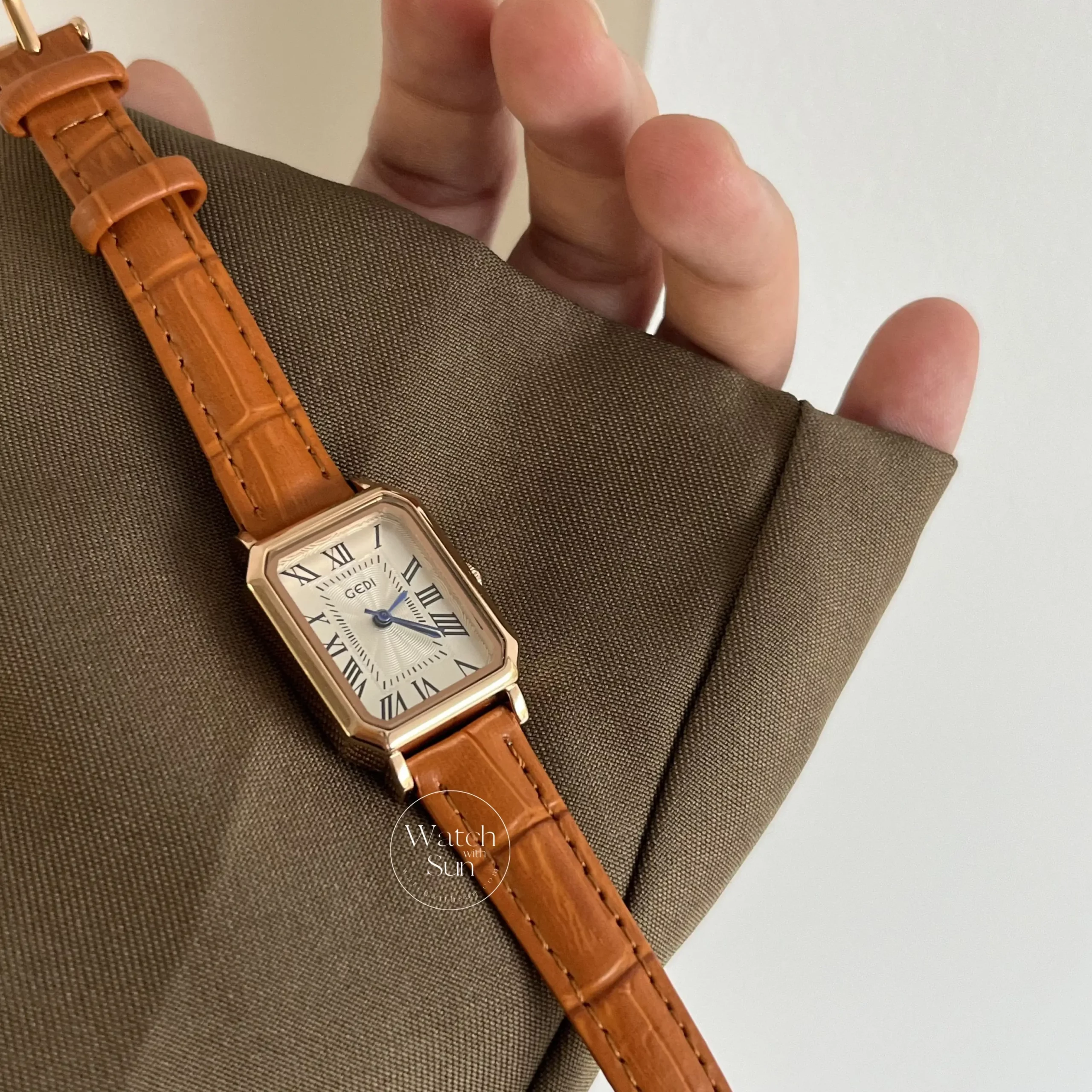 Vintage Gold Ladies Watch Orange Strap Watches