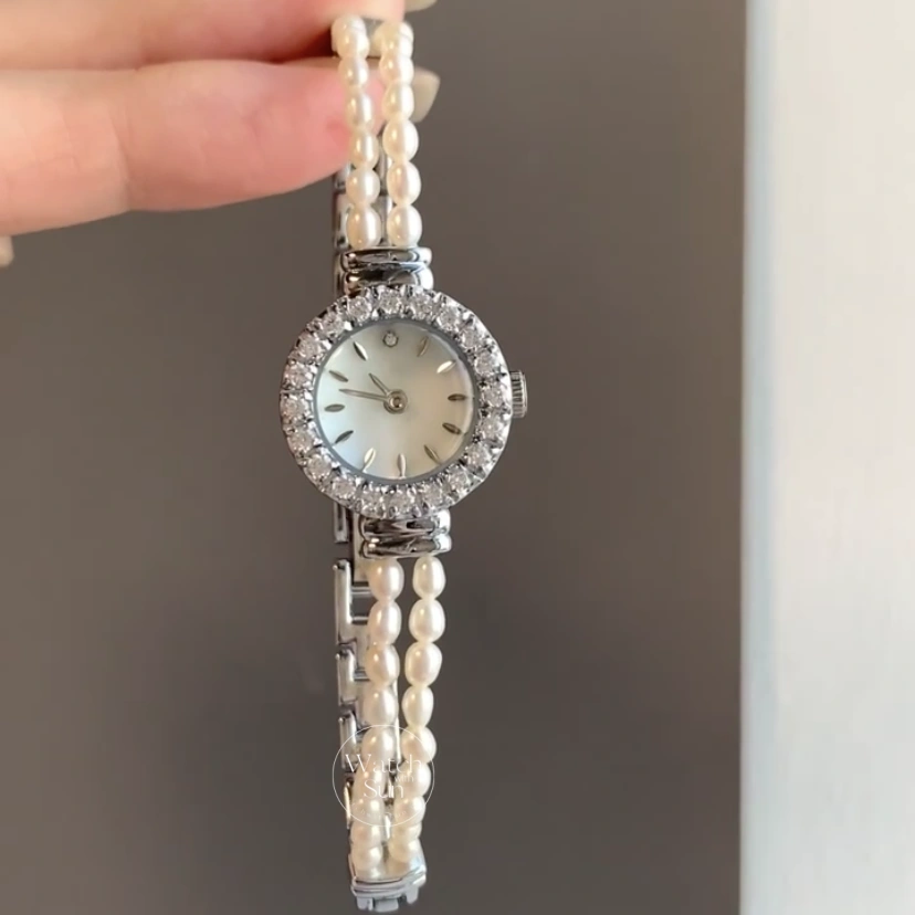 Dainty Gold Watch Elegant Freshwater Pearl Band Watch for Women