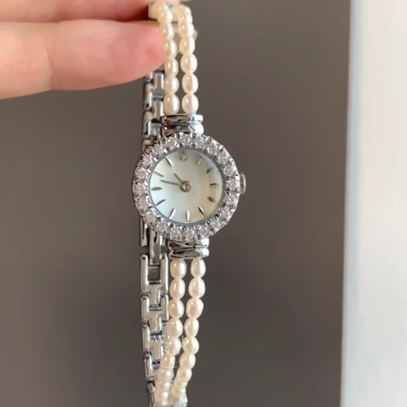 Dainty Gold Watch Elegant Freshwater Pearl Band Watch for Women