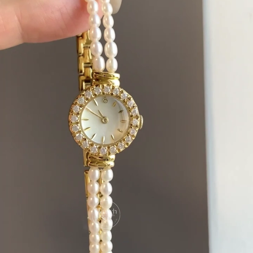 Dainty Gold Watch Elegant Freshwater Pearl Band Watch for Women