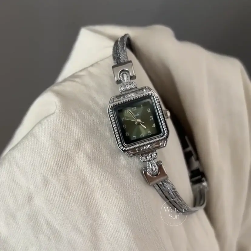 Women's Small Watch Green Dial Silver bracelet Watch