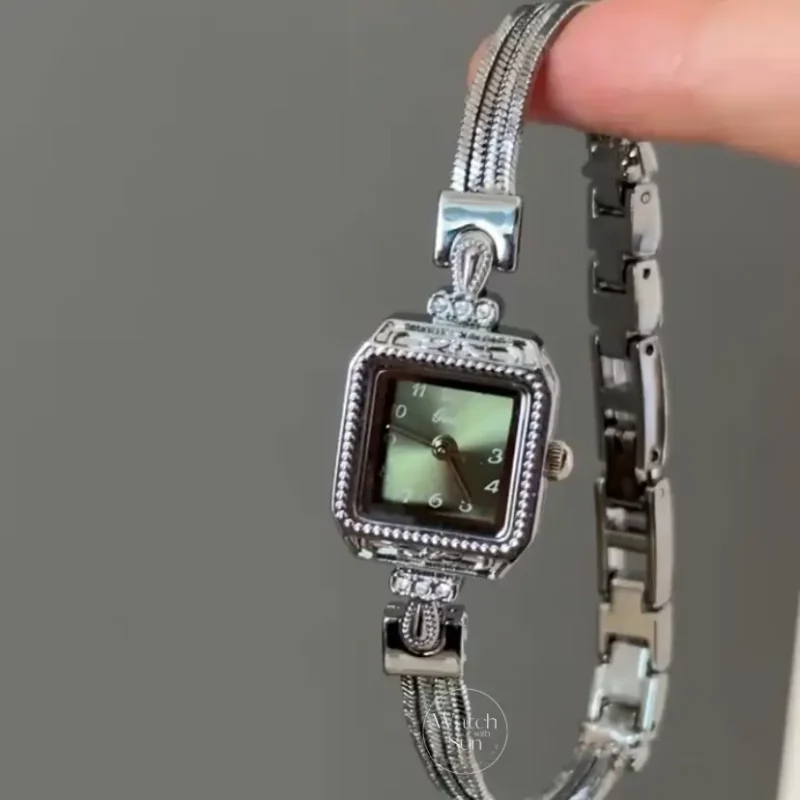 Women's Small Watch Green Dial Silver bracelet Watch