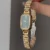 Green Dial Gold Watch for Women Minimalist Rectangle Watch