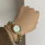 Green Mother of Pearl Dial Gold Watch Natural Turquoise Bracelet Watches
