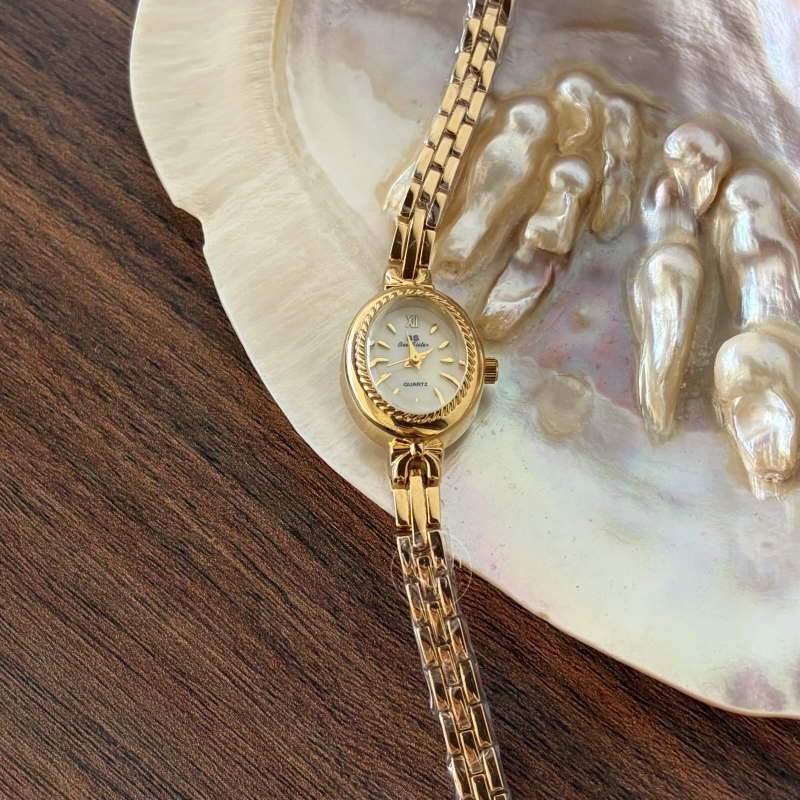 Small Face Gold Oval Watch Mother of Pearl Women’s Watch
