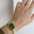 Green Dial Gold Watch for Women Minimalist Rectangle Watch