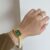 Green Dial Gold Watch for Women Minimalist Rectangle Watch