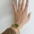 Green Dial Gold Watch for Women Minimalist Rectangle Watch