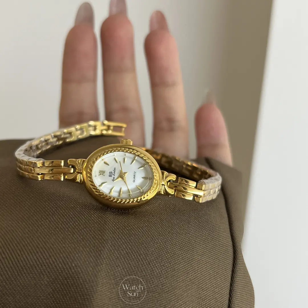 Small Face Gold Oval Watch Mother of Pearl Women’s Watch