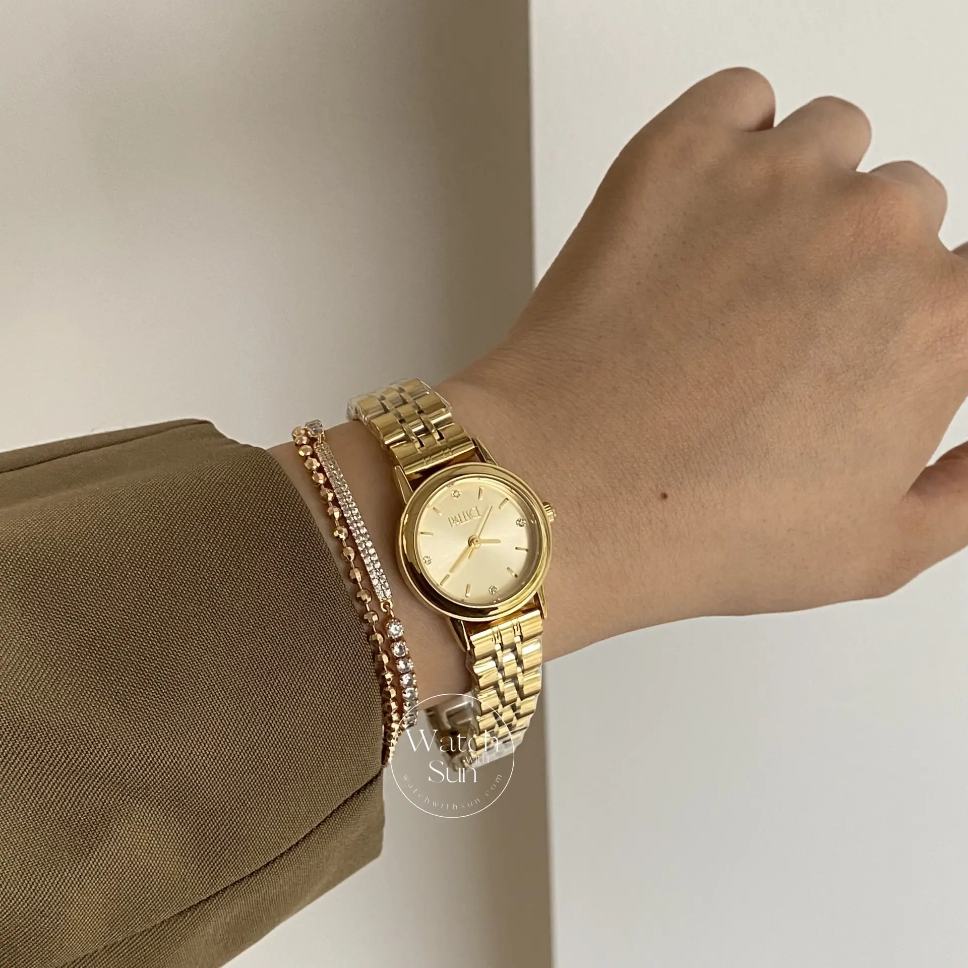 Women's Gold Watches Olive Green Dial Minimalist Ladies Watches