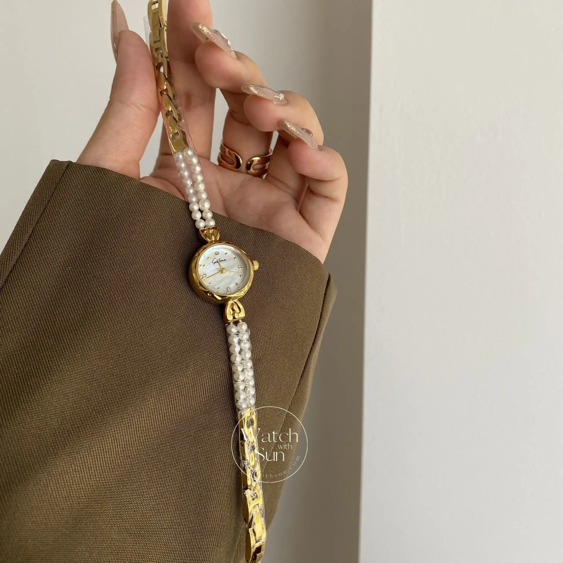 Dainty Freshwater Pearl Bracelet Watch Mother of Pearl Ladies Watch