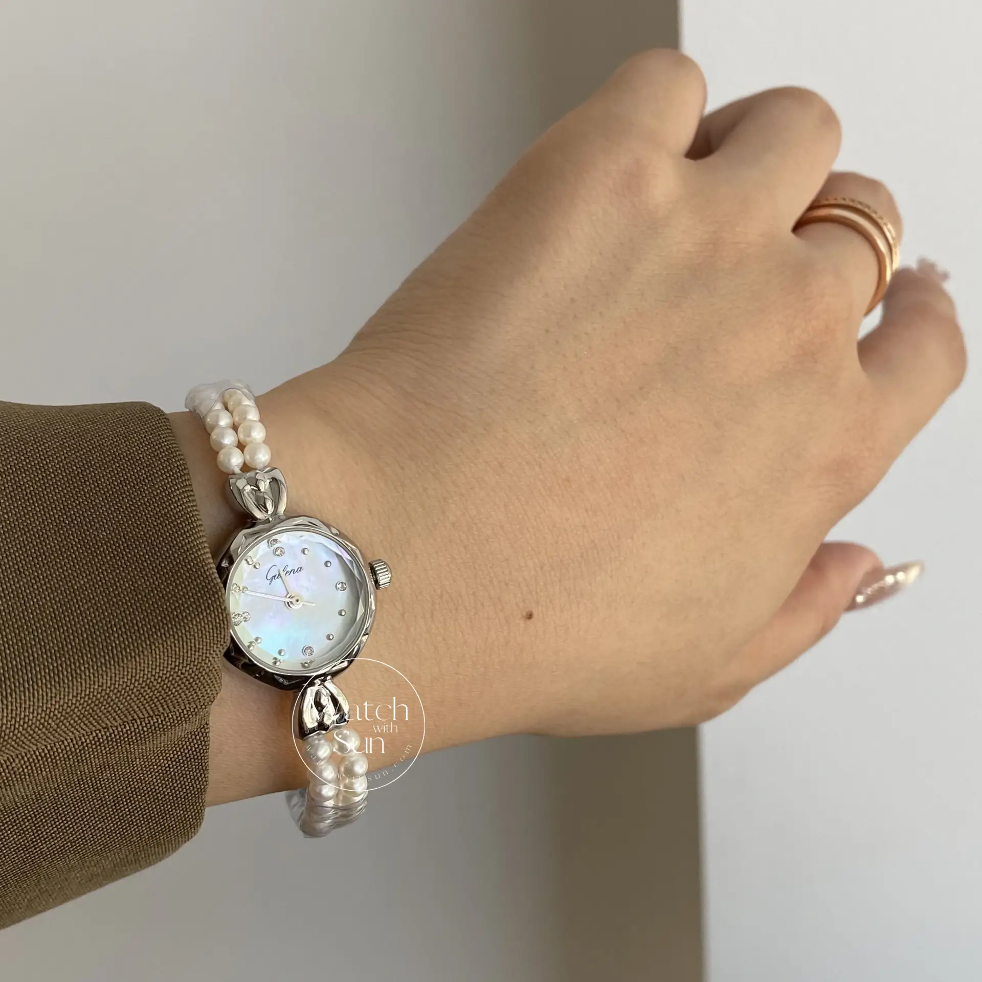 Dainty Freshwater Pearl Bracelet Watch Mother of Pearl Ladies Watch