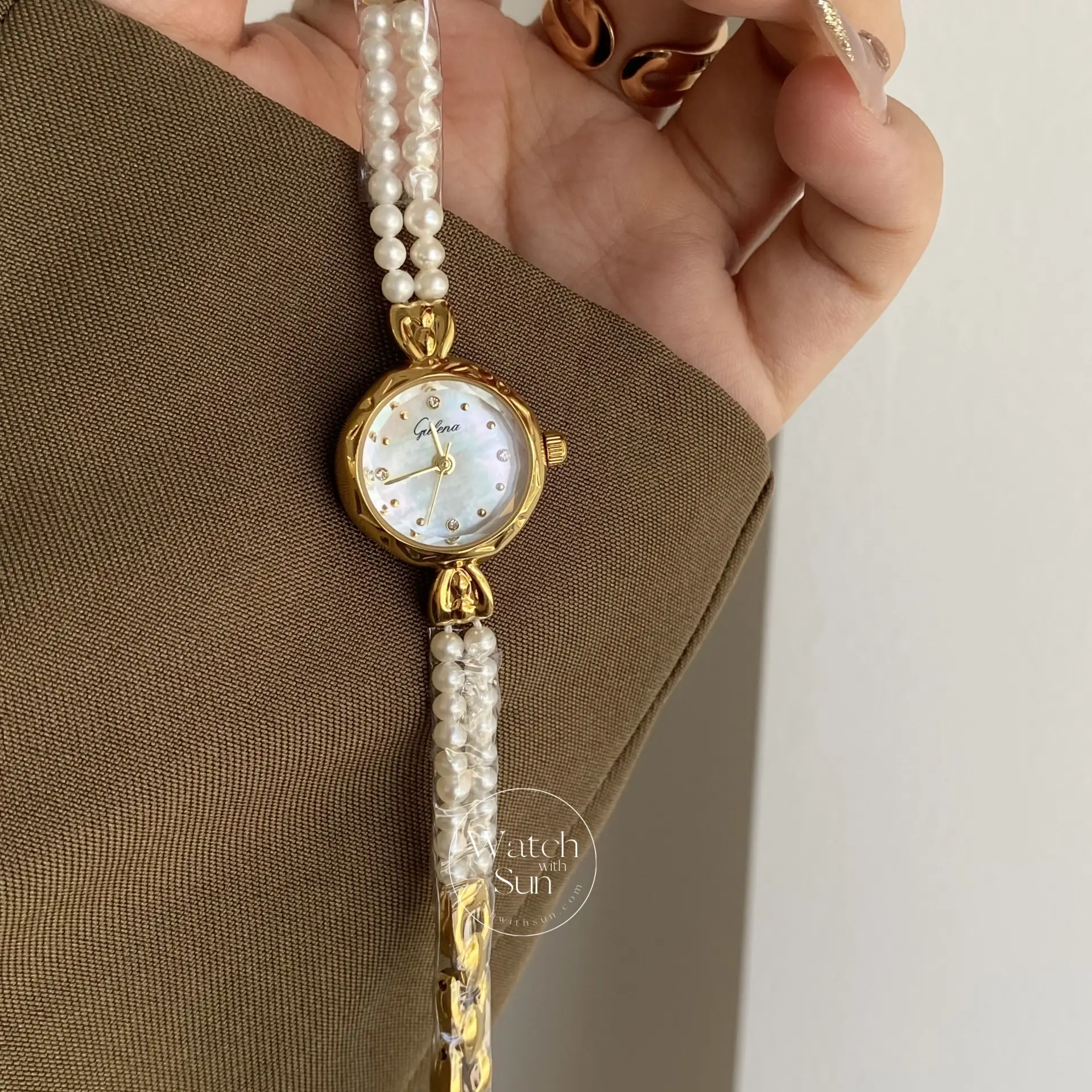 Dainty Freshwater Pearl Bracelet Watch Mother of Pearl Ladies Watch