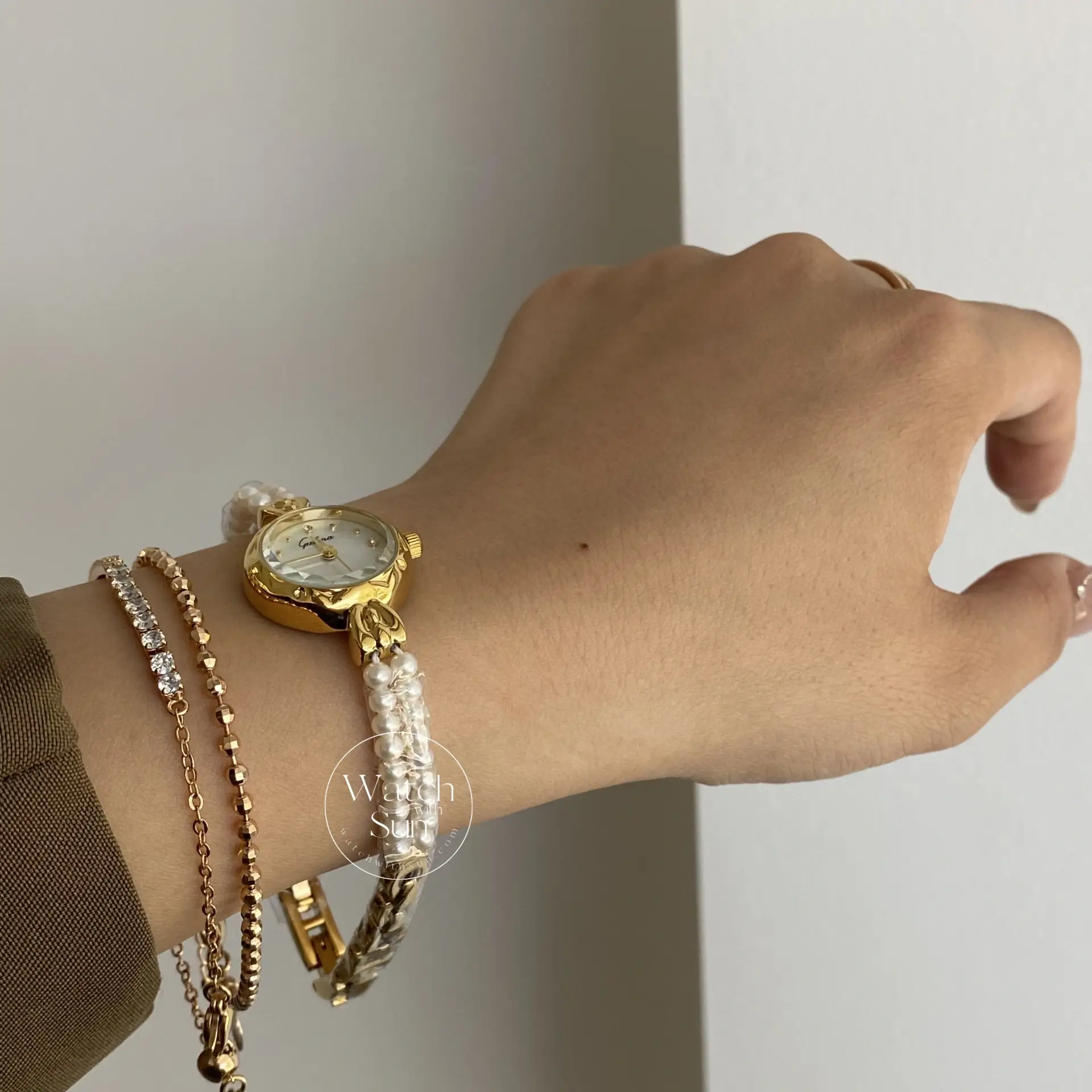 Dainty Freshwater Pearl Bracelet Watch Mother of Pearl Ladies Watch