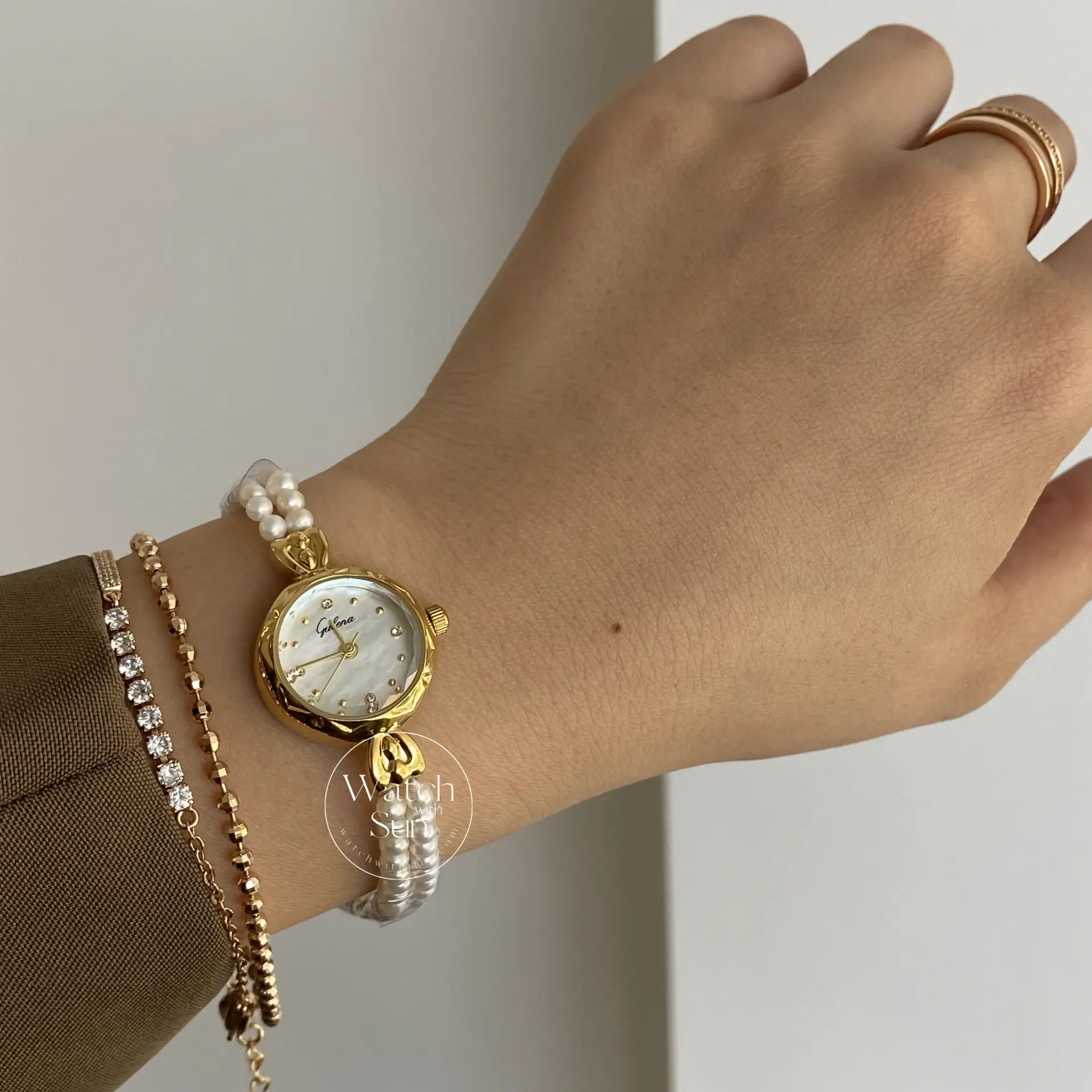 Dainty Freshwater Pearl Bracelet Watch Mother of Pearl Ladies Watch