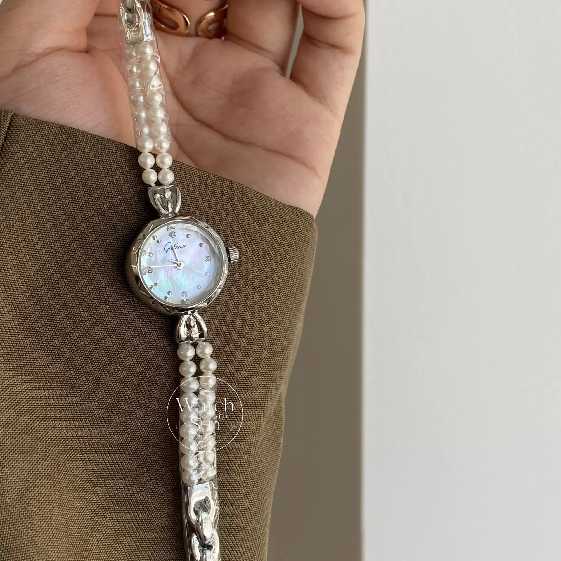 Dainty Freshwater Pearl Bracelet Watch Mother of Pearl Ladies Watch