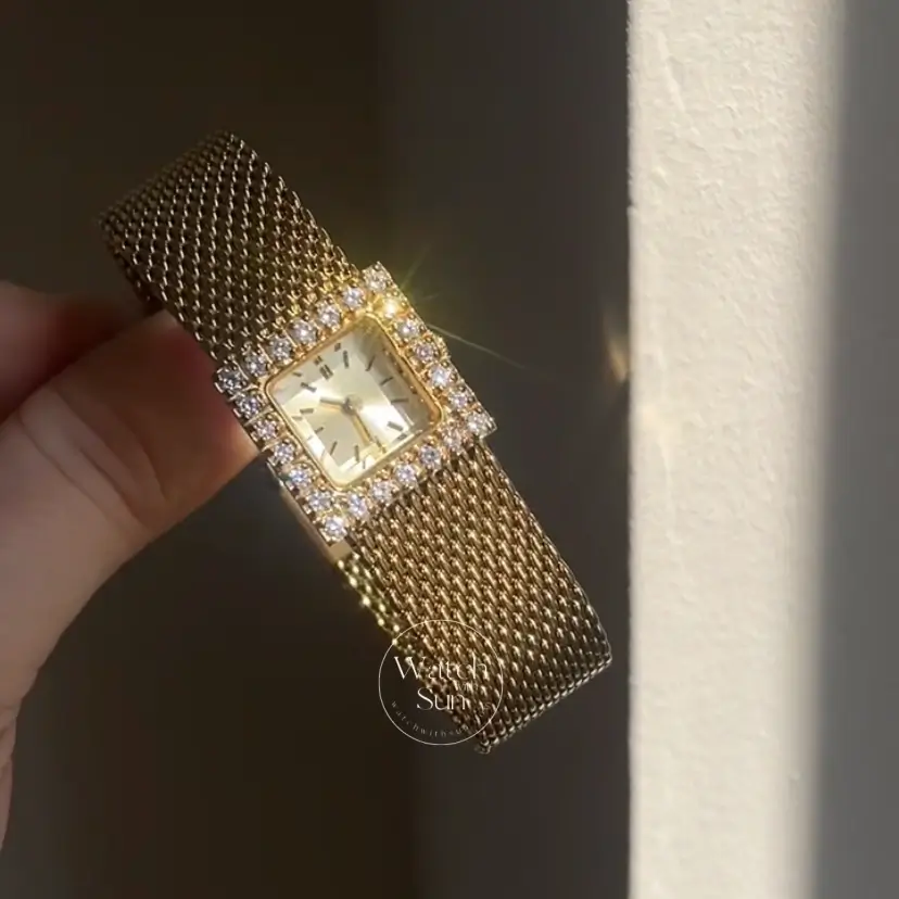 Vintage Small Face Ladies Gold Watch Square Watch for Women