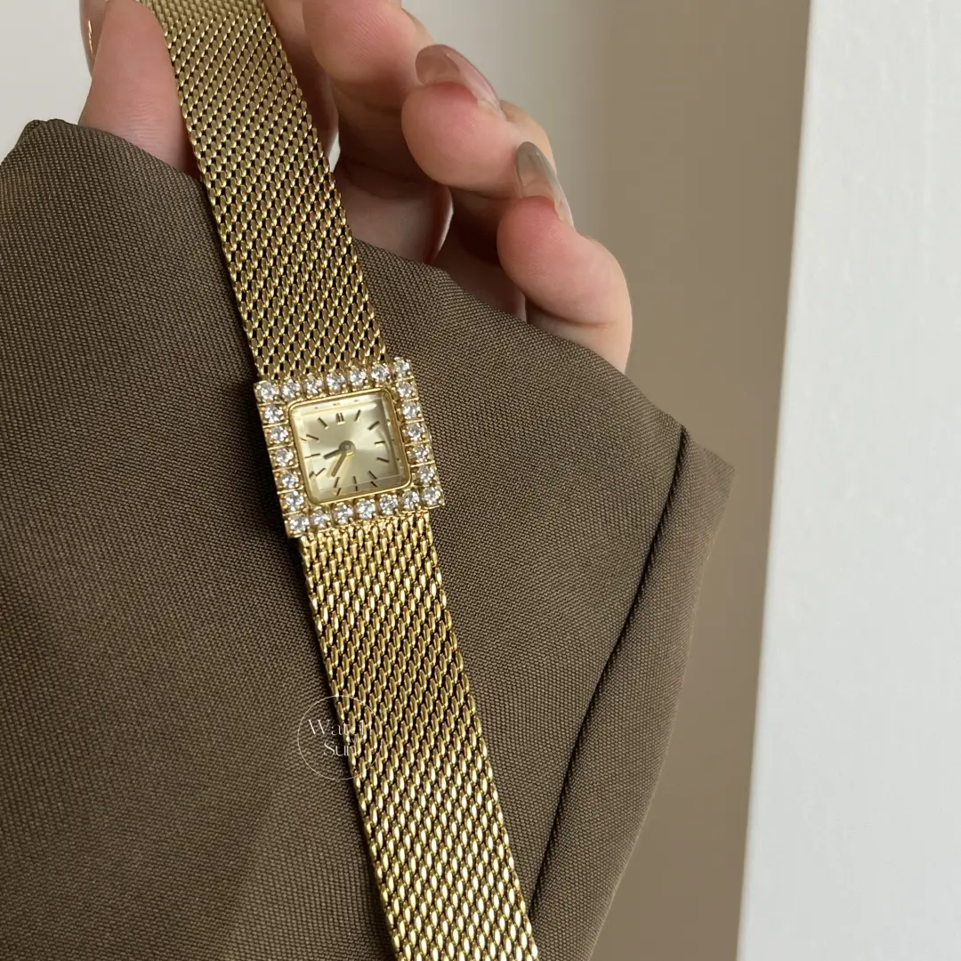 Vintage Small Face Ladies Gold Watch Square Watch for Women