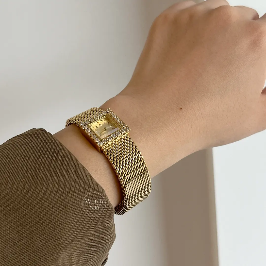 Vintage Small Face Ladies Gold Watch Square Watch for Women