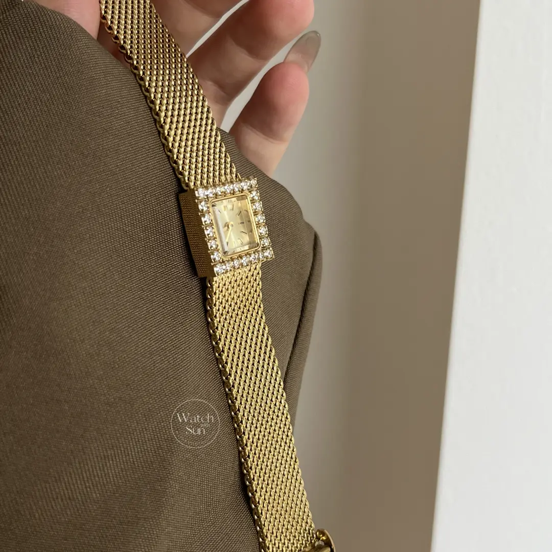 Vintage Small Face Ladies Gold Watch Square Watch for Women