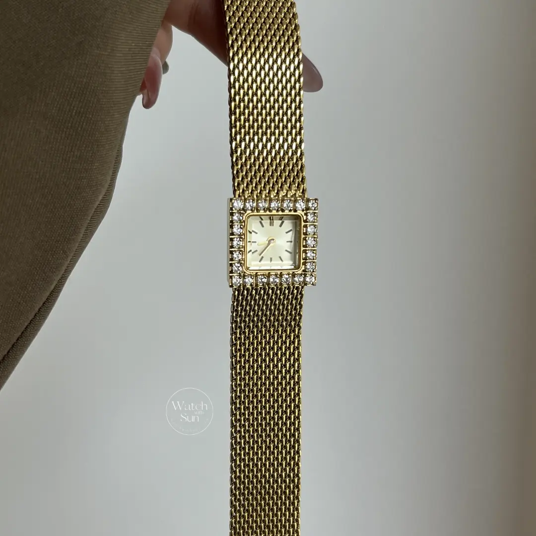 Vintage Small Face Ladies Gold Watch Square Watch for Women
