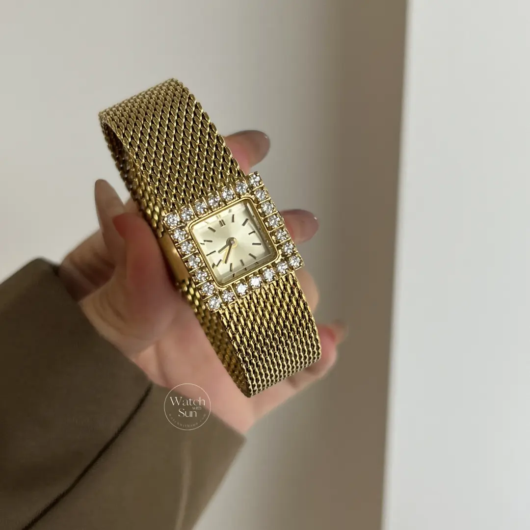 Vintage Small Face Ladies Gold Watch Square Watch for Women