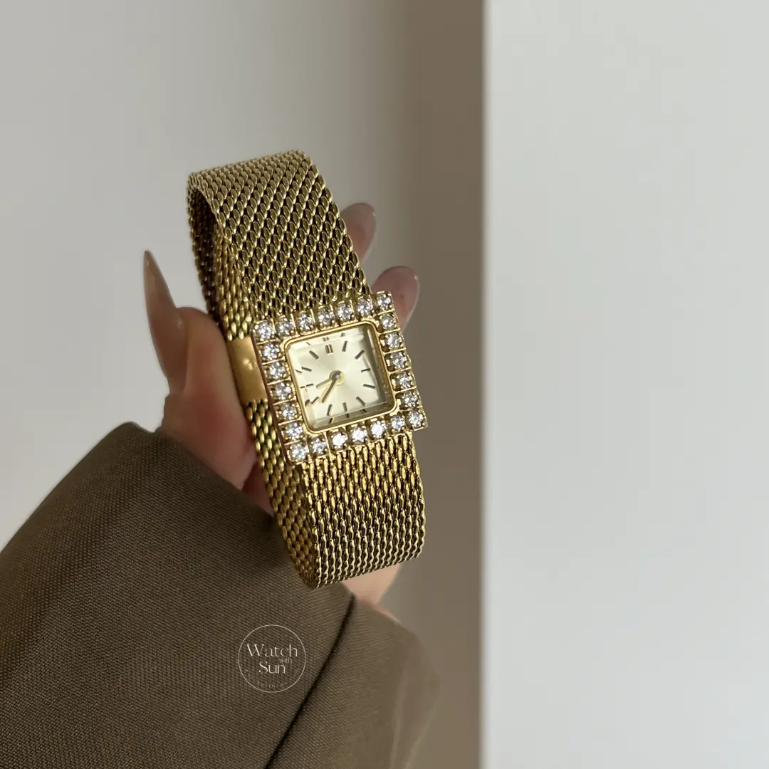 Vintage Small Face Ladies Gold Watch Square Watch for Women