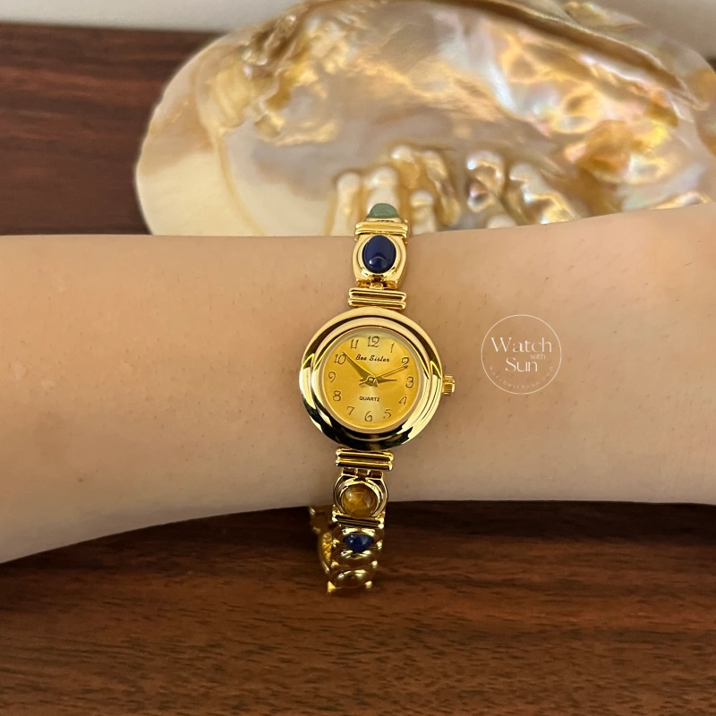 Small Face Gold Natural Stone Watch for Women
