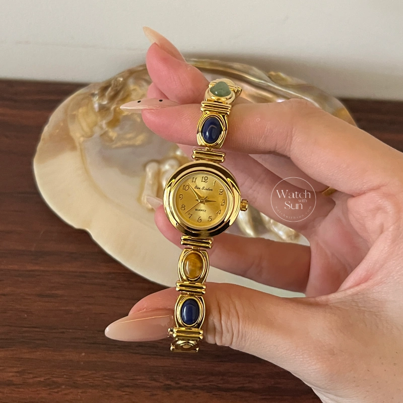 Small Face Gold Natural Stone Watch for Women