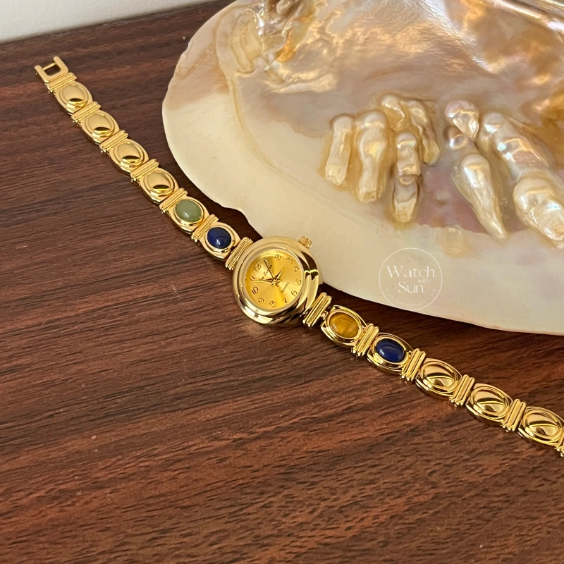 Small Face Gold Natural Stone Watch for Women