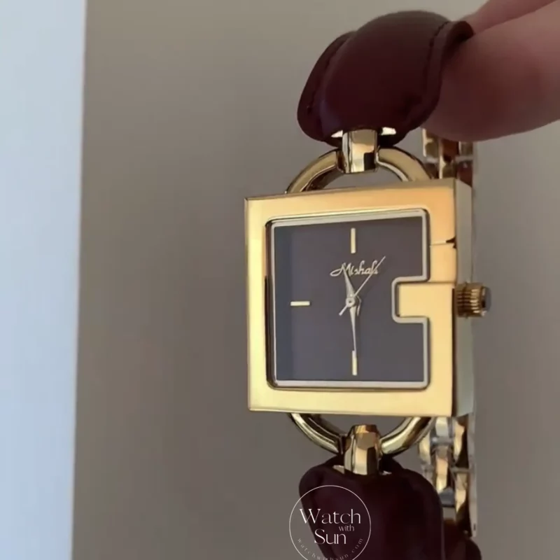 Classic Red Square Bracelet Leather Watch for Women