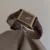 Classic Brown eather Square Black Dial Watch for Women