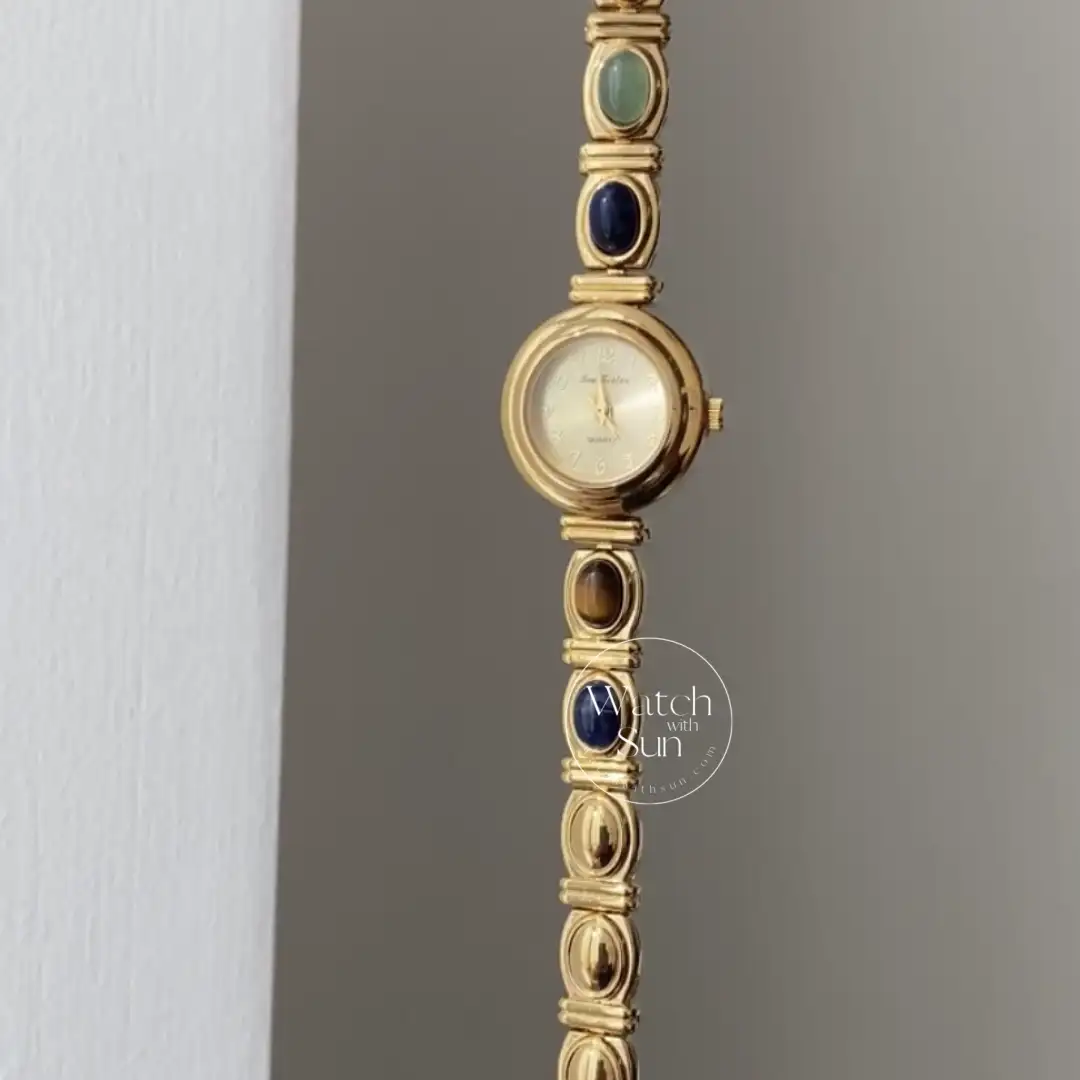 Small Face Gold Natural Stone Watch for Women