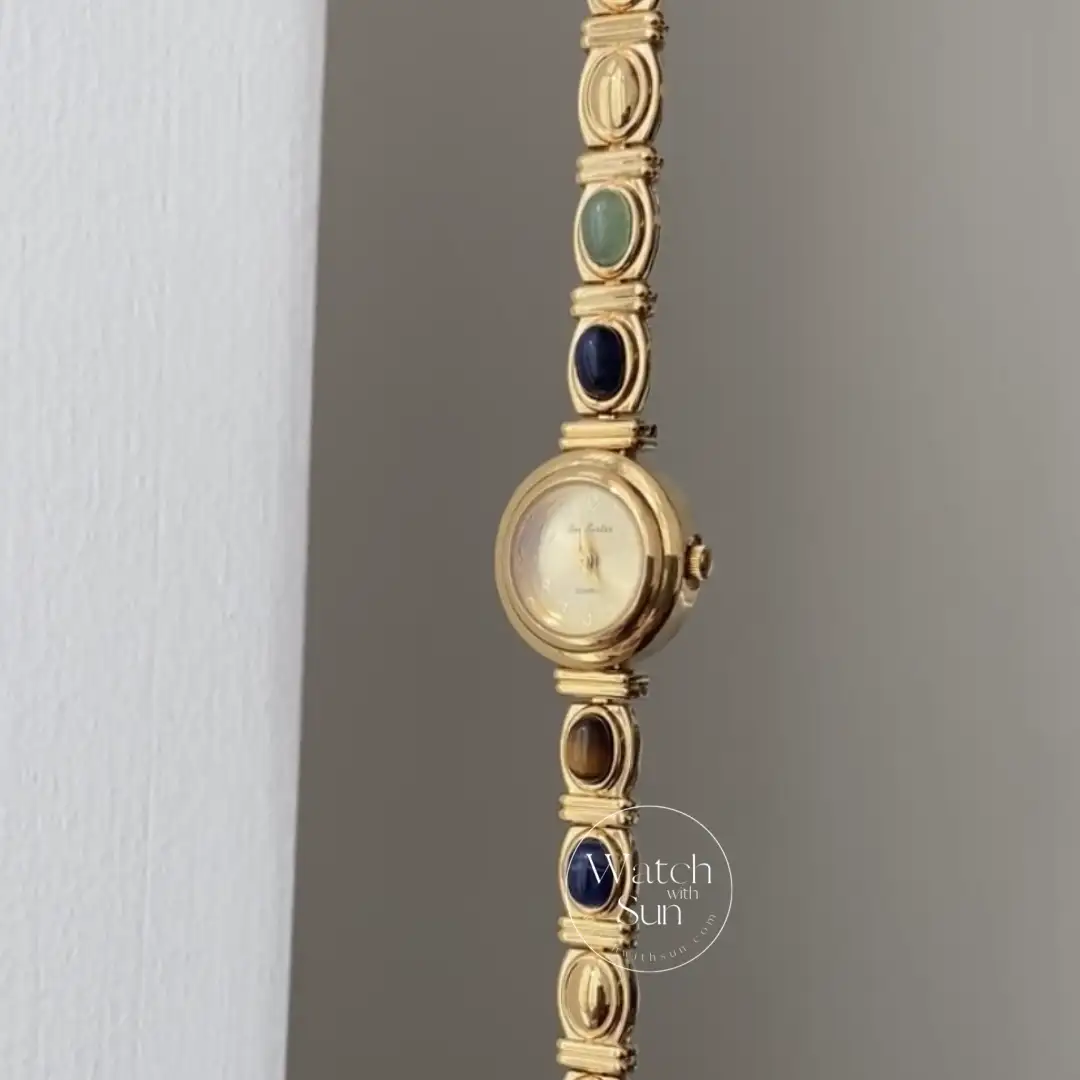 Small Face Gold Natural Stone Watch for Women
