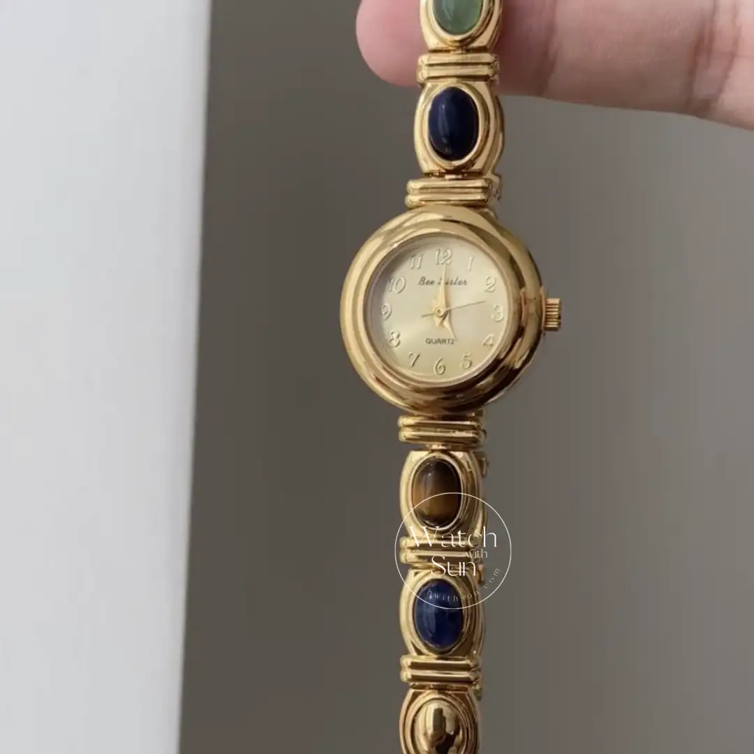 Small Face Gold Natural Stone Watch for Women